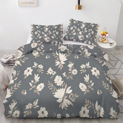 Parure de lit 90x190 fleurs ensemble literie microfibre avec fermeture éclair - 4