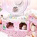 JJunLiM Colorful Hamster Hideout House - Wooden Hide & Playground for Syrian Hamsters cage Accessories, Gerbils Cage Decor Habitat (3)