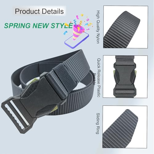 Men's Belt,Nylon Belts for Men with Plastic Buckle,Quick Release Tactical Belt,Sliding Ring Buckle3