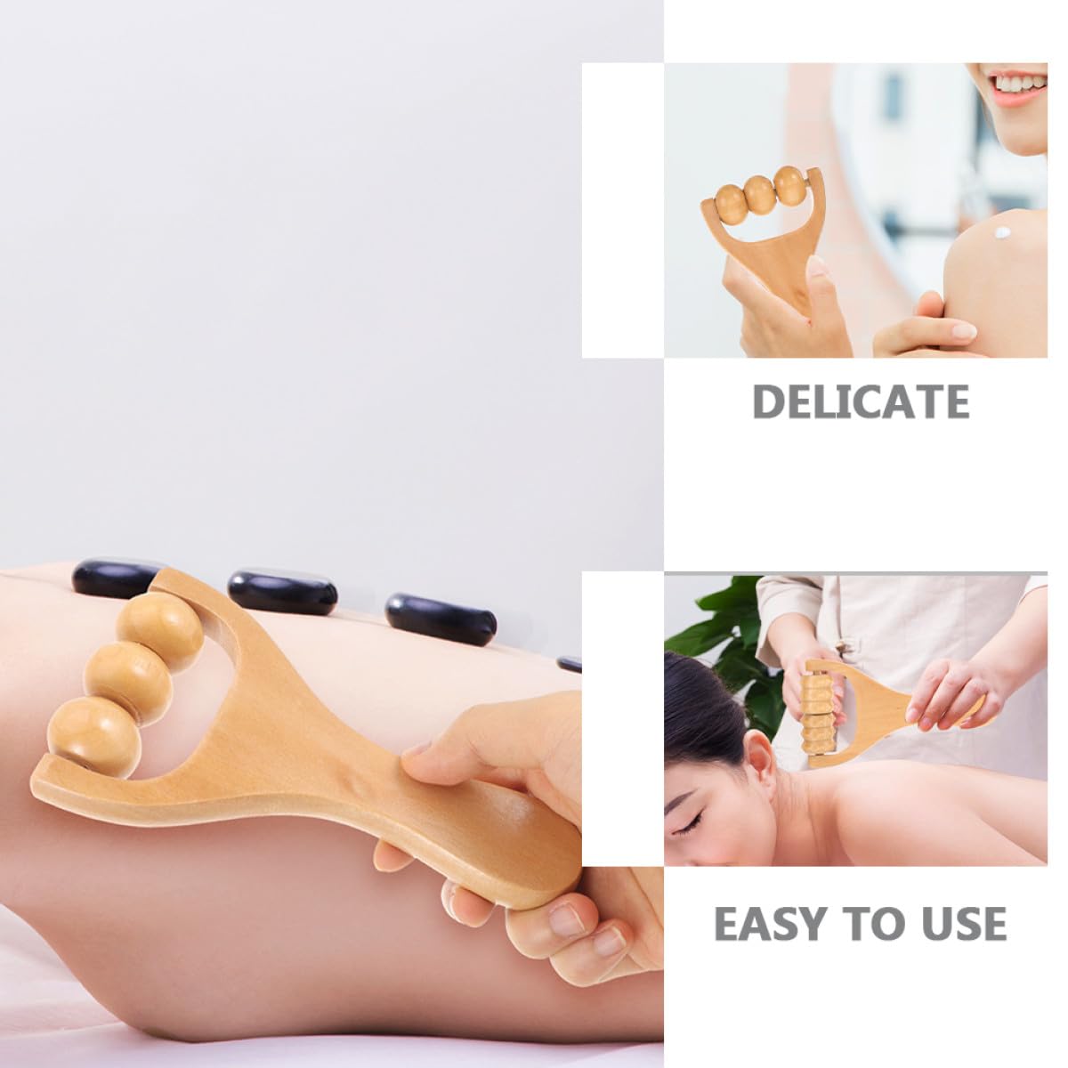 8 piezas Rodillos de Madera para Masaje Manual Multifuncional Herramientas Portátiles para Pies Cuello Espalda y Brazos Alivio de y Relajación Muscular Casa y Viajes