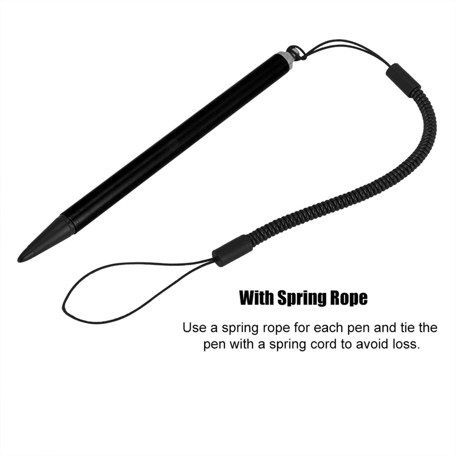 Cocoarm Lápiz Táctil para Pantalla con Cuerda de Resorte, Lápiz óptico Resistivo para PDA y Navegador, Ideal para Prevenir Arañazos y Escribir en Pantallas Táctiles (Black)