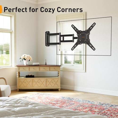 Support mural TV bras long Perlegear PGMF26B fixation de télévision inclinable orientable