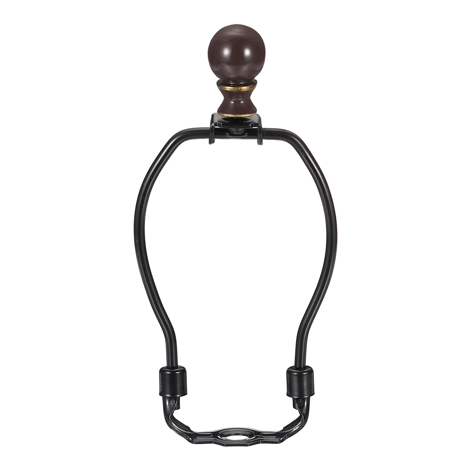 PATIKIL 1 Set 5.5" Lamp Shade Harp Holder, Heavy Duty Detachable Lampshade Brackets with 1.46" Height Solid Metal Finial Shade Holder for Table and Floor Lamps, Black/Brown