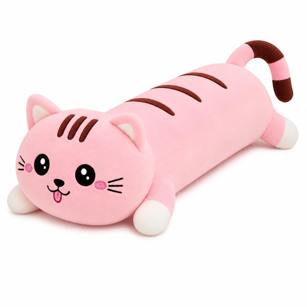Coolet Soft Pink Cat Pillow – Long Hugging Plush Toy for Kids & Girls | Ultra-Soft Sleeping Cushion | Cute Animal Stuffed Toy (60 cm) (Light Pink)-image-38