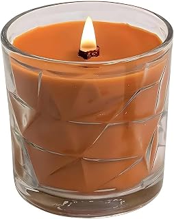 Habersham Candle Harvest Gathering Wooden Cross Wick Scented Candle, Up to 80 Hours Burn Time, Long Lasting Fragrance, Soy Blend Wax, 13.5 oz Glass Jar Candle, Light Burnt Orange