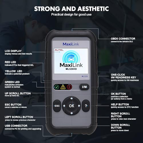 Autel OBD2 Scanner ML529 Code Reader, OBD2 Code Scanner with Lifetime Software Update, AutoVIN for Quick DTC, Turning Off Vehicle Engine/Emission Light, Code Reader for One-Click Smog Check by Autel - Image 6
