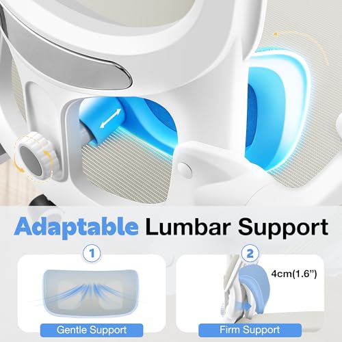 Image of ALLGOD Ergonomic Office Chair, Breathable Mesh Ergonomic Desk Chair with Adjustable Lumbar Support, Flip-up Armrests, Computer Chairs Comfortable for Home, Office, Work, 300lbs, White, Upgrade