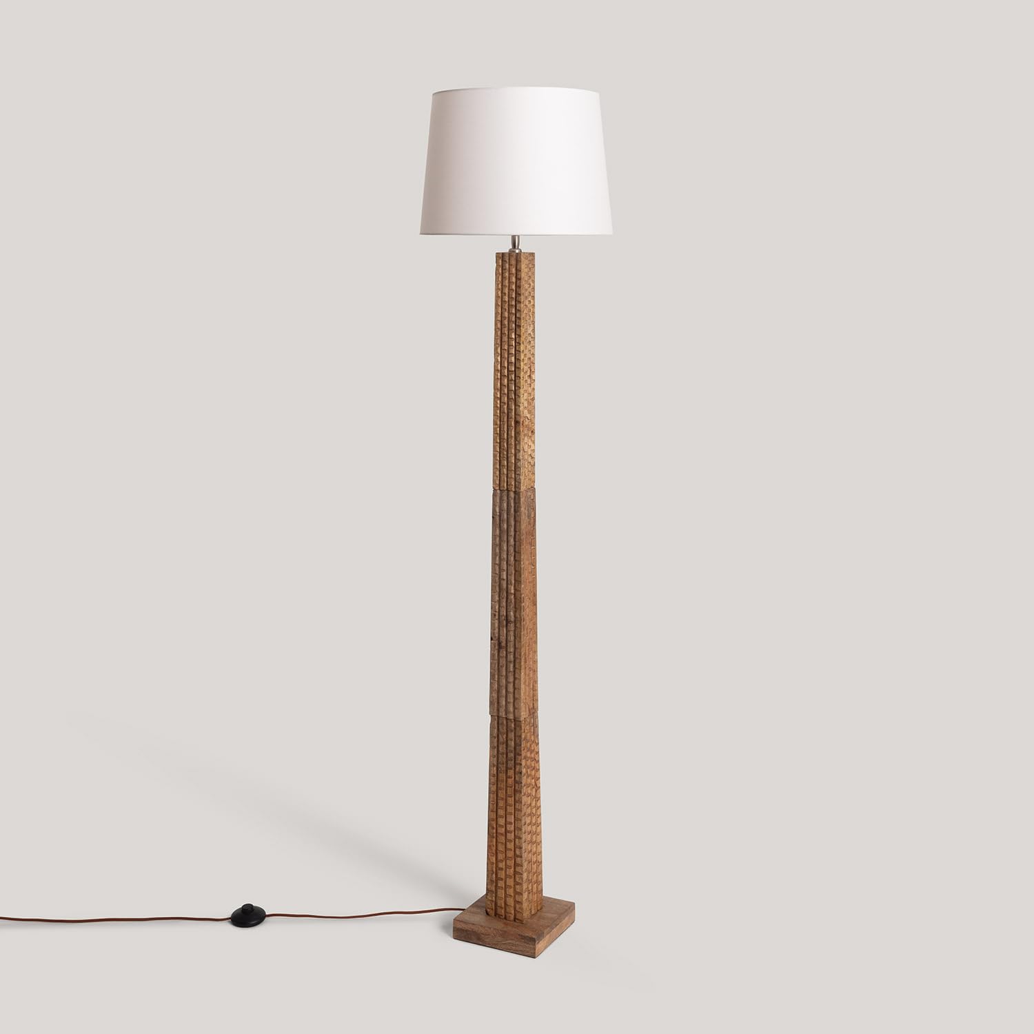 Lámpara de Pie Madera Kyathi Blanco | CasquilloE27