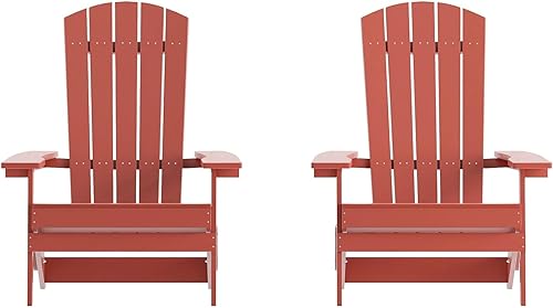 Miniatura 16 de Flash Furniture Charlestown – Silla plegable Adirondack de poliresina para interiores o exteriores, resistente a la intemperie, color negro