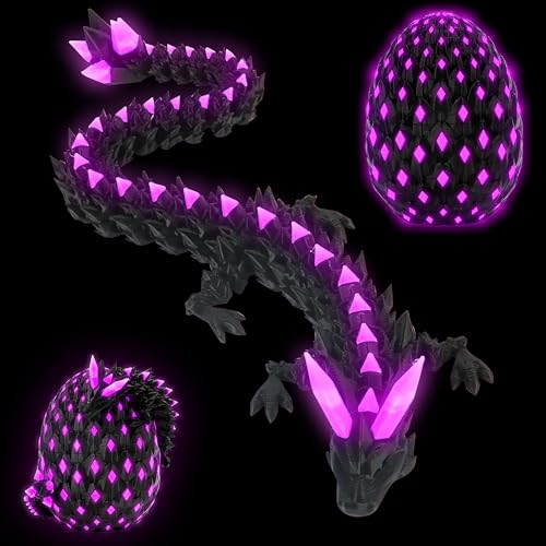 JONRRYIN Œufs de Dragon Articulé 3D, Imprimé en 3D, Jouet Dragon Œufs Lumineux, Jouet de Articulé pour Cadeaux Adultes Enfants Noël Décoration de Bureau