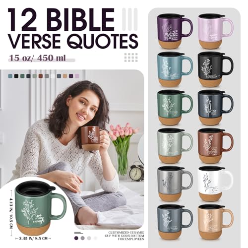 Set de 12 tazas cristianas con base de corcho 15 oz miniatura 2