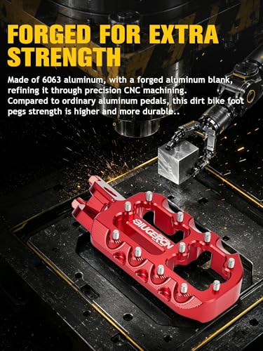 Image of JFG RACING Dirt Bike Foot Pegs,Forged 6063 Aluminum CNC Rest Pedal Footpegs for CR125 CR250 02-11 /CRF150R 07-24 /CRF250R 04-24 /CRF300L 21-24 /CRF450R 02-24 /CRF250X CRF450X CRF250RX CRF450RX-Red