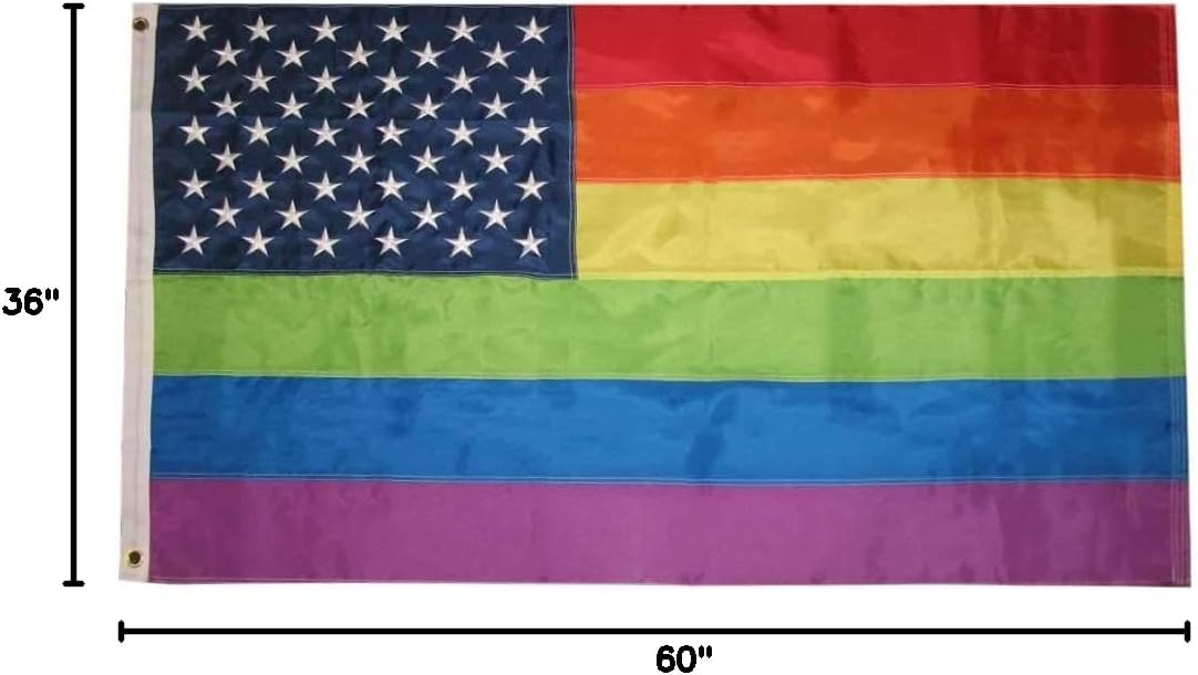 3x5 US USA New Glory Rainbow Gay Lesbian LGBT Pride Embroidered Sewn Flag 3'x5' House Banner