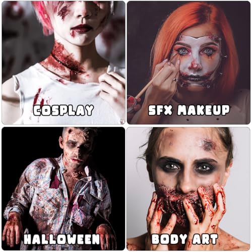 Bowitzki Fake Blood 6PCS Stage Blood + Spray Blood + Coagulated Blood + SFX Sponge Realistic Washable For Special Effects SFX Makeup Zombie Vampire Monster Festivals Party Halloween Christmas - Thumbnail 5