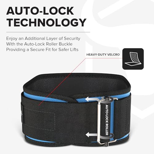 Weight Lifting Belt For Men and Women - 6 Inch Auto-Lock Weightlifting Back Support, Back Belt for Lifting, Fitness, Strength Training and Powerlifitng (XX-Large, Blue)