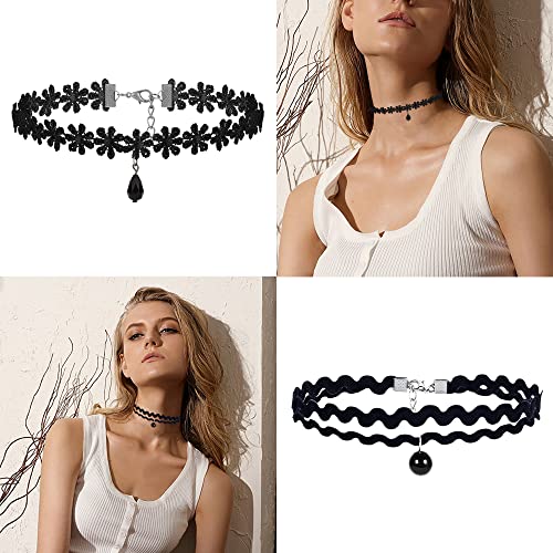 KALVICA Choker-halsband, 22 stuks, fluweel, brede zwarte choker, halsketting, tattoo, fluweel, voor meisjes, vrouwen… - Image 5