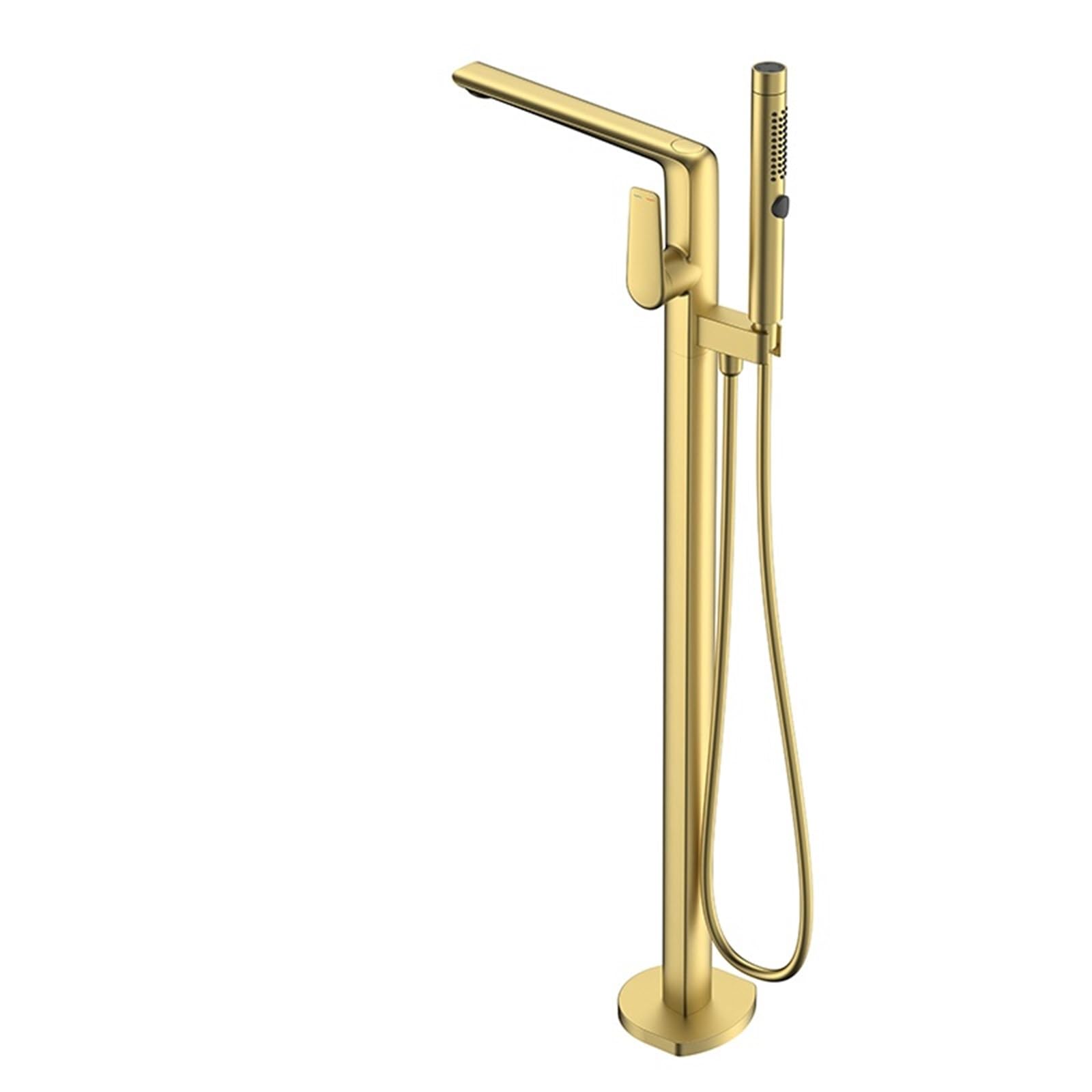 Freestanding Bathtub Faucet with Handshower Floor Mounted Bathroom Shower Diverter Tub System