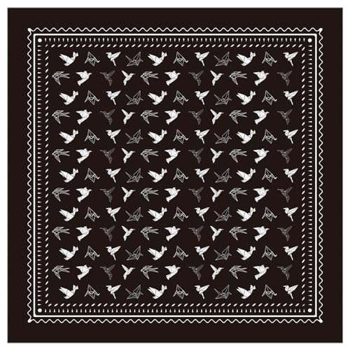 arricraft Pañuelo cuadrado de algodón, diseño de grulla de papel en blanco y negro, hecho a mano, bandana de algodón para hombres y mujeres, diadema de protección para el cuello para correr al aire