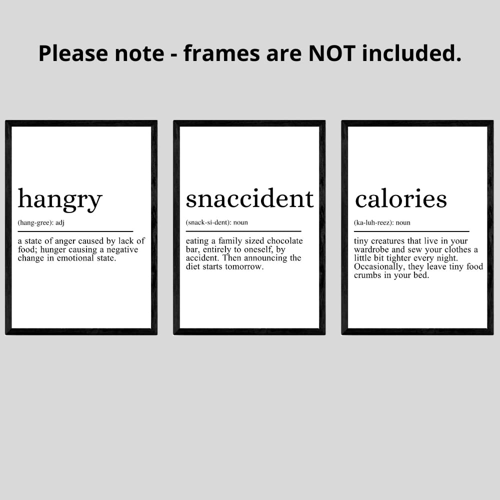Hangry Snaccident Calories Quote set of 3 Unframed Prints, Kitchen Home Wall Art Decor, Hungry Kitchen Quote (A3) - Image 4