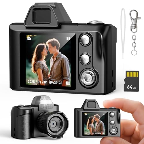 Mini Fotocamera Digitale - Maxmango 1,3'' 1080P Mini Macchina Fotografica Digitale, Macchina Fotografica Tascabile Portachiavi con 64 GB, per Viaggi, Vlogging e Intrattenimento, per Regali