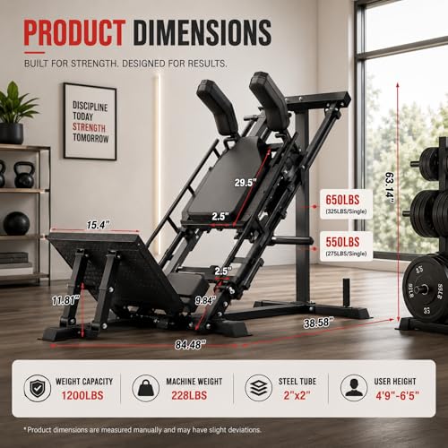 Image of 3-in-1 Leg Press Hack Squat Machine for Home Gym Strength Training | Leg Machine with Adjustable Backrest & Weight Storage, Lower Body Workout Equipment for Glutes, Quads & Hamstrings Stre