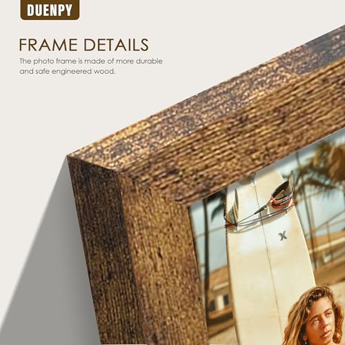 Image of DUENPY 4 Folding 5x7 Accordion Wood Frame Plexiglass Brown | Constructed With Engineered Wood And Plexiglass, Elegant Ornament For Desktop Photo Display