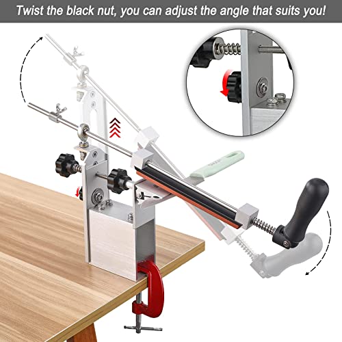 Negovori Knife Sharpener,Professional Stainless Fixed Angle Sharpener,With 6 Plastic Base Whetstones, 360° Flip Rotation Fixed Angle Kitchen Chef Knife Sharpener Knife Sharpening Kit #TOP1