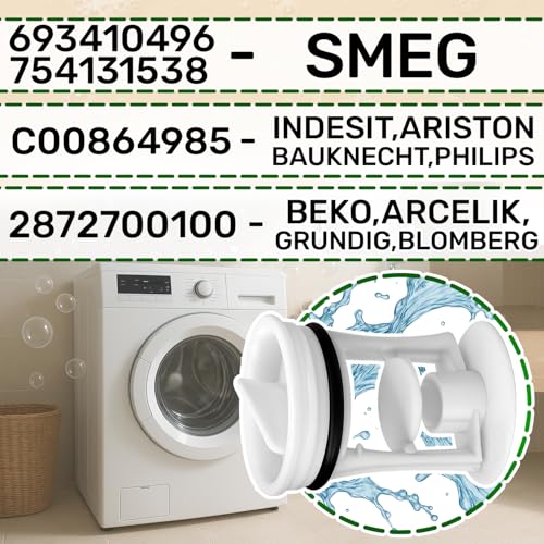 Abfluss Pumpen Flusensieb für Waschmaschine mit Originalcode 2872700100 für Beko für Altus C00864985 für Indesit - Garantie 5 Jahre - ONIX TECH