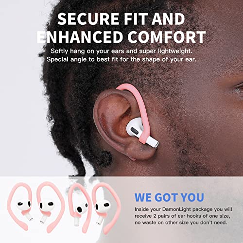 Image of Ear Hooks 2 Pairs for AirPods Pro 2 & 1, AirPods 4 & 3, Anti-Slip Comfortable Fit, Ergonomic Design, Accessories (Small, Pink)