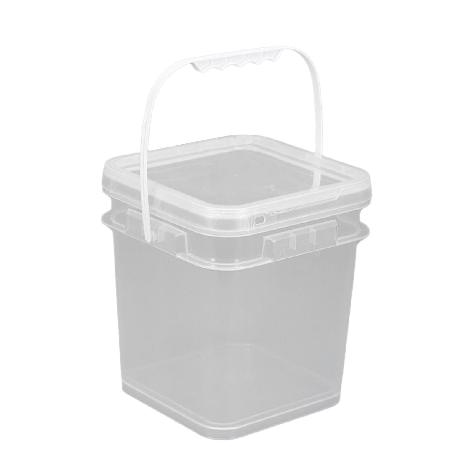 Alcxazs Transparent Multi Heavy Duty Square Bucket With Lid 4L Designed For Camping Projects Diy Tasks And Organizational Solutions Square Bucket Pail With Handle And Lid, 18X15x21cm