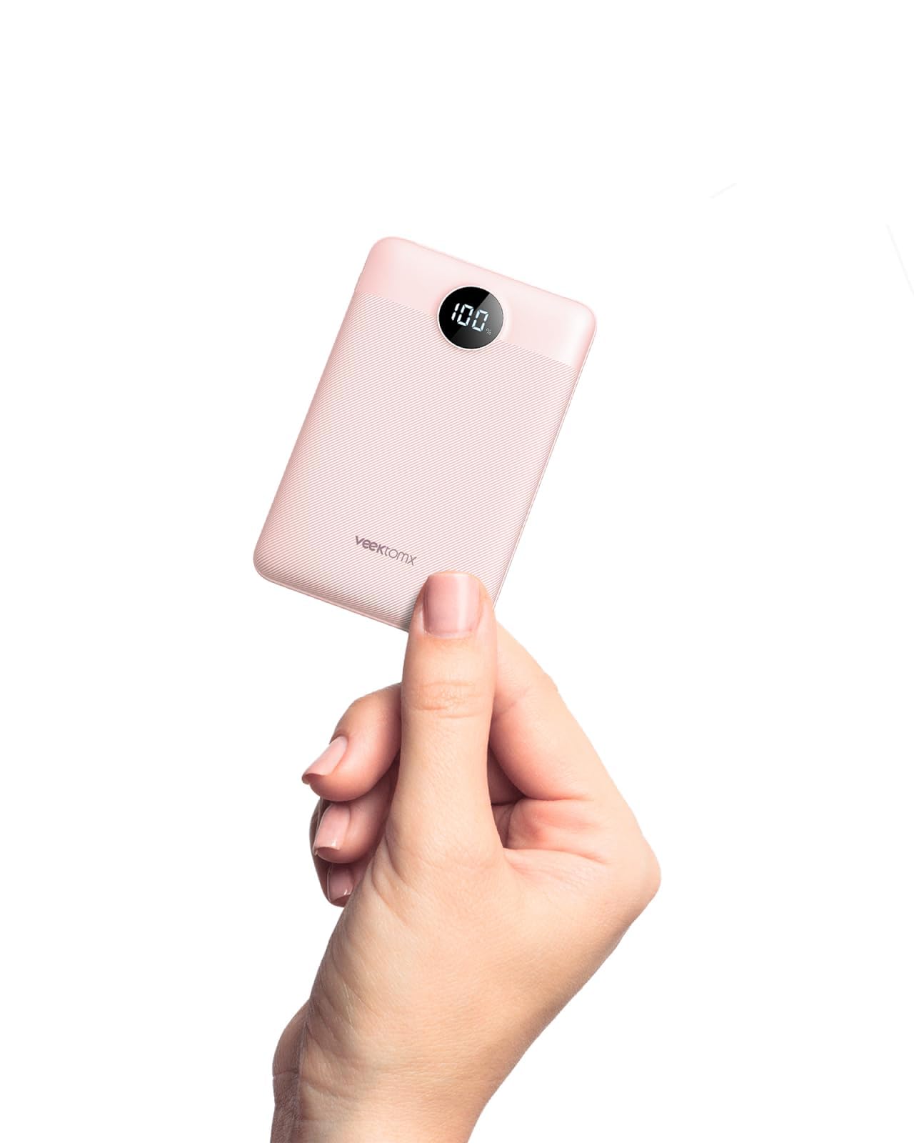 VEEKTOMX Power Bank 10000mAh PD 22,5W, 3 Ausgänge & 2 Eingänge, Klein | USB-C In/Out, Mini Kompakt, LED Anzeige, Flugzeuggeeignet, Kompatibel mit iPhone/Samsung/Huawei/Xiaomi/OnePlus, Rosa