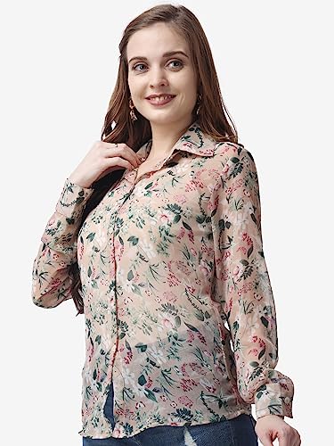 Image of POPWINGS Casual Printed Shirt for Women || Full Sleeves Comfortable Women Shirt for Summer || Regular-Fit Stylish Western Shirt for Women
