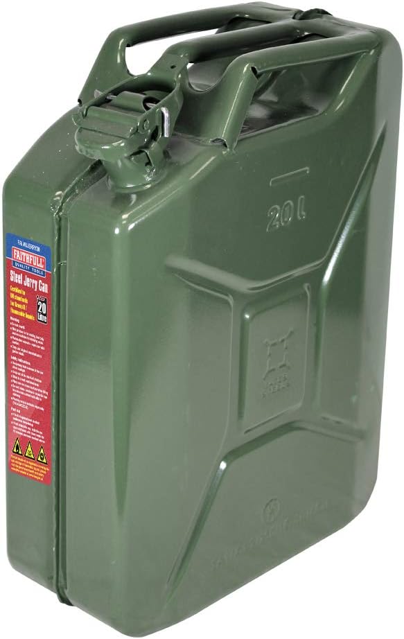 Faithfull FAIAUJERRY20 20 Litre Metal Jerry Can UN App, GS TUV Certified - Green