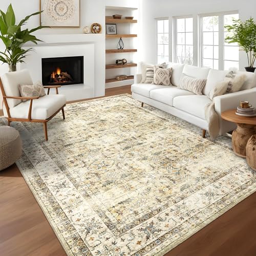 Tapete Decorativo Beige 9x12 ft Bajo Pelo Lavable