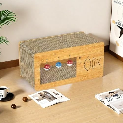 キャット猫爪研ぎハウス 2 段階段式 563030cm (0-12kg 用) ダンボール/木製 屋内隠れ家機能 おしゃれデザインEnergyDeer (48サイズ,?准)