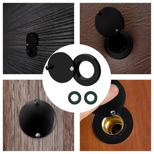 Türspion Abdeckung, Schwarz Türlochabdeckung mit Selbstklebendem, flache Türspionabdeckungen für Hotels