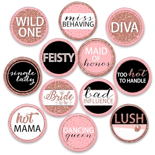 Bride To Be & Bride Squad Badges | Rose Gold Bridal Shower & Bach...