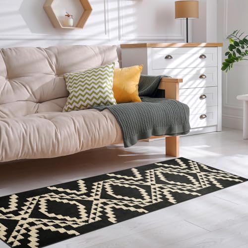 Arttown B0CL9B1KCV Boho Runner Rug, 2'X 6' Black Geometric Tribal Area Rug Non Slip Hallway Rug Indoor Floor Mat For Bathroom Kitchen Bedroom Decoration thumb #4