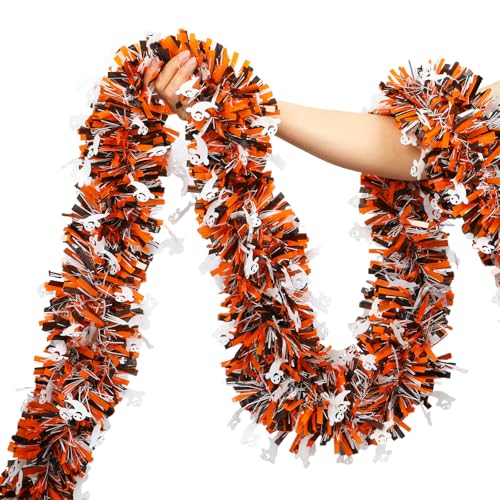 Halloween Tinsel Garland Decor 50Ft Glitter Tinsel Twist Garland Decorations for Halloween Holiday Party Decor