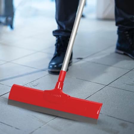 Kleeno by Cello Standee Telescopic Floor Wiper, Red and Grey