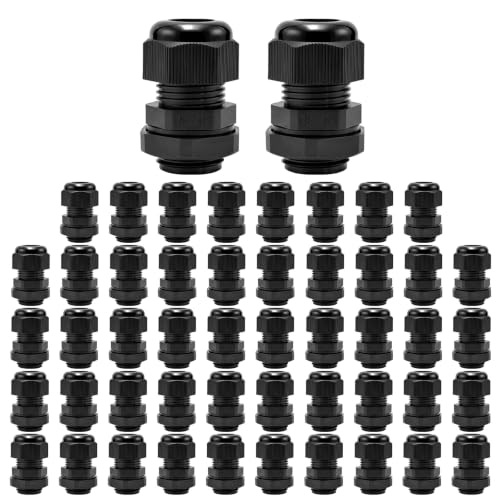 AIRTAK 1/2” NPT Cable Glands, IP68, Nylon PA66, Black, 5 Pack