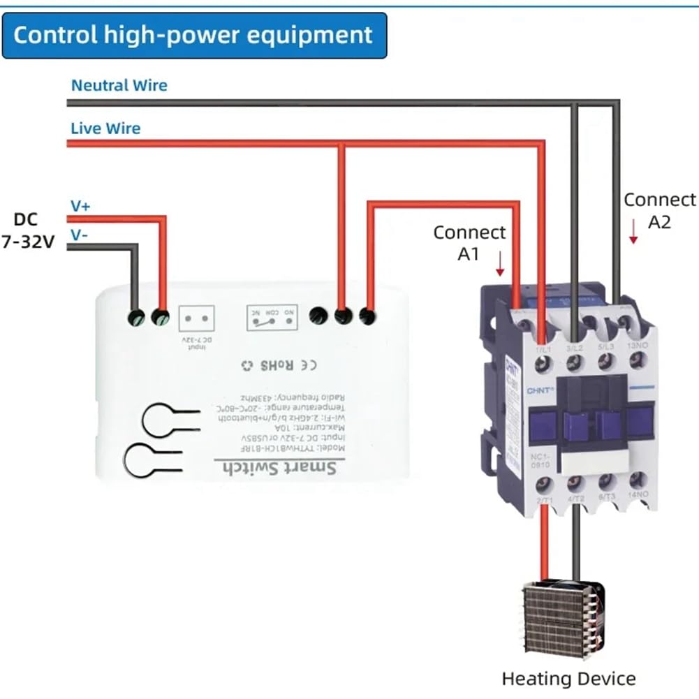 Tuya Smart Life WiFi-Schalterrelais Temperatur-Monitor Thermostatsensor Passives Trockenkontaktrelais DC 7-32 V