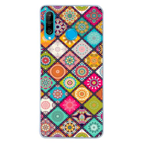 Teléfonos Celulares, Wireless INSTACASE Funda Compatible con Huawei P30 Lite Carcasa Uso Rudo Mandala Flores, Protector Compatible con Huawei P30 Lite para Mujer, Case Mandala Antigolpes TPU