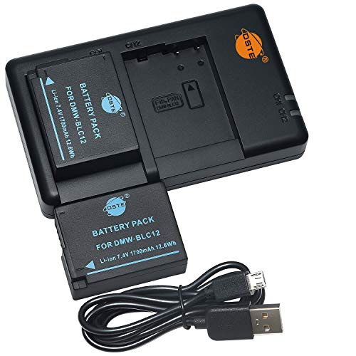 Batería DMW-BLC12 de litio compatible con Leica V-LUX4 y cargador USB de dos ranuras
