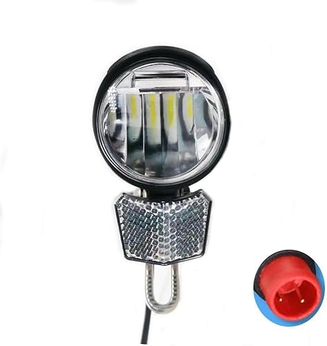 Faro eléctrico para bicicleta de noche, luz delantera LED, adecuada para 24 V, 36 V, 48 V, controlador de batería, impermeable, conector macho de 2