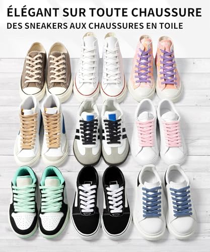 Stepace Lacets Plats Coton, Lacets Chaussures pour Baskets Blanc cassé 120 – vue 5