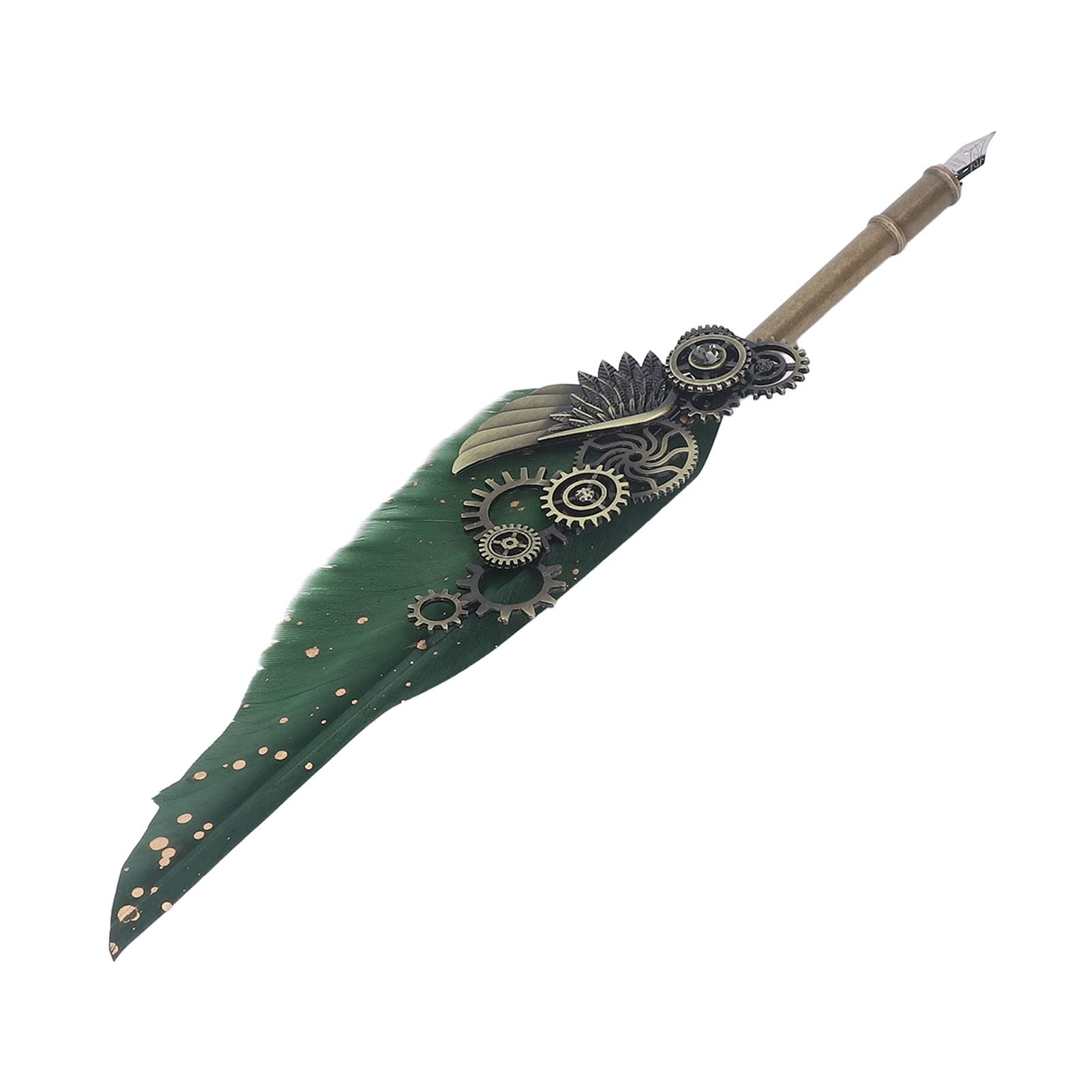 Ensemble de stylos, kit de stylo plume avec pointe fine et laiton, ensemble de stylos de calligraphie pour l'écriture gothique et italienne, comprend de la cire de feu, un (Vert OD)