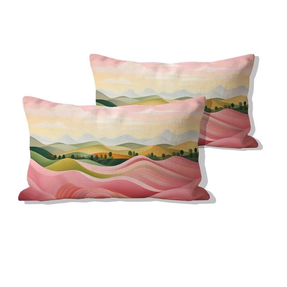 Housses de coussin 40x70cm en velours rose rural chic et doux