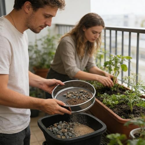 Tamis de jardin compost terreau passoire métallique robuste 3pcs - 4