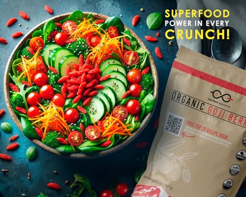 2lbs Organic Raw Dried Goji Berries - USDA Certified, Non GMO, Large Berries with Recipes E-Book - by Nutrient Elements - Thumbnail 2